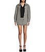 Copper Key Oversized Collared Plaid Jacket, Color:Black Ivory - Image 4