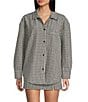 Copper Key Oversized Collared Plaid Jacket, Color:Black Ivory - Image 3