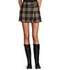 Copper Key Plaid Buckle Mini Skirt, Color:Black Tan - Image 1
