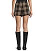 Copper Key Plaid Buckle Mini Skirt, Color:Black Tan - Image 2