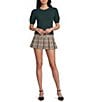 Copper Key Plaid Pleated Mini Skort - Image 3