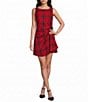 Copper Key Plaid Sleeveless Buckle Mini Dress - Image 1