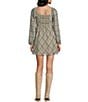Copper Key Plaid V Waist Long Sleeve Dress, Color:Green Multi - Image 2