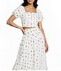 Copper Key Pleated Cherry Print Coordinating Blouse - Image 1