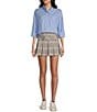 Copper Key Pleated Plaid Mini Skirt, Color:Green Multi - Image 5