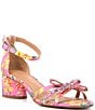 Color:Pink/Multi - Image 1 - Prance Floral Satin Rhinestone Bow Sandals