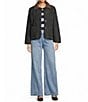 Copper Key Quilted Corduroy Collar Jacket, Color:Black - Image 3