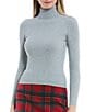 Color:Heather - Image 1 - Ribbed Turtleneck Sweater