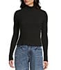 Copper Key Roll Neck Rib Sweater, Color:Black - Image 1