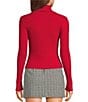 Copper Key Roll Neck Rib Sweater, Color:Red - Image 2