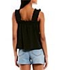 Copper Key Copper Key Coordinating Ruffle Strap Tank Top, Color:Black - Image 2