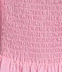 Color:Pink - Image 3 - Short Puff Sleeve Smocked Mini Dress