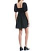 Color:Black - Image 2 - Short Puff Sleeve Taffeta Babydoll Dress