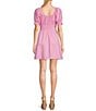 Copper Key Short Puff Sleeve Triple Elastic Waist Dress, Color:Pink - Image 2