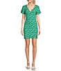 Color:Green - Image 1 - Short Sleeve Bodycon Dress