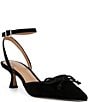 Copper Key Sleek Suede Mini Bow Kitten Heel Pumps - Image 1