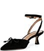 Copper Key Sleek Suede Mini Bow Kitten Heel Pumps - Image 4