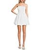 Copper Key Sleeveless Smocked Back Bubble Hem Mini Dress, Color:White - Image 1