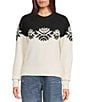 Copper Key Snowflake Jacquard Sweater, Color:Black Ivory - Image 1