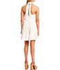 Color:White - Image 2 - Solid Y-Halter Neck Tiered Dress