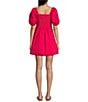 Copper Key Square Neck Puff Sleeve Dress, Color:Azalea - Image 2