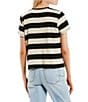 Color:Black/Ivory - Image 2 - Stripe Short Sleeve Boxy T-Shirt
