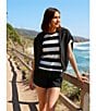 Copper Key Stripe Short Sleeve Boxy T-Shirt, Color:Black/Ivory - Image 4