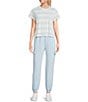 Copper Key Stripe Short Sleeve Boxy T-Shirt, Color:Light Blue/Ivory - Image 3