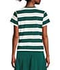 Copper Key Stripe Short Sleeve Boxy T-Shirt, Color:Forest/Ivory - Image 2