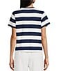 Copper Key Stripe Short Sleeve Boxy T-Shirt, Color:Navy/Ivory - Image 2