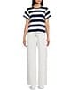 Copper Key Stripe Short Sleeve Boxy T-Shirt, Color:Navy/Ivory - Image 3