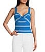 Copper Key Stripe Twist Knit Tank Top, Color:Blue/Ivory - Image 1