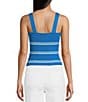 Copper Key Stripe Twist Knit Tank Top, Color:Blue/Ivory - Image 2