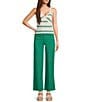Copper Key Stripe Twist Knit Tank Top, Color:Ivory/Green - Image 3