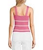 Copper Key Stripe Twist Knit Tank Top, Color:Pink/Ivory - Image 2