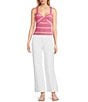 Copper Key Stripe Twist Knit Tank Top, Color:Pink/Ivory - Image 3