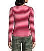 Copper Key Striped Curved Hem Brushed T-Shirt - Image 2
