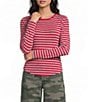 Copper Key Striped Curved Hem Brushed T-Shirt - Image 1