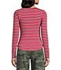 Copper Key Striped Curved Hem Brushed T-Shirt - Image 2