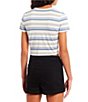 Color:Blue - Image 2 - Striped Short Sleeve Crop Tee