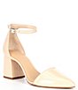 Color:Sunny Beige - Image 1 - Stylish Patent Block Heel Pointed Toe Pumps