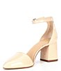 Color:Sunny Beige - Image 4 - Stylish Patent Block Heel Pointed Toe Pumps