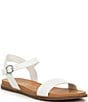 Color:White - Image 1 - Sunnie Leather Ankle Strap Flat Sandals