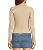 Copper Key Wide Ribbed Knit Button Front Top, Color:Khaki - Image 2