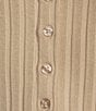 Copper Key Wide Ribbed Knit Button Front Top, Color:Khaki - Image 4