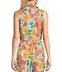 Color:Multi - Image 2 - Woven Coordinating Floral Printed Sleeveless Tie Front Top