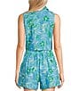 Color:Blue - Image 2 - Woven Coordinating Printed Sleeveless Tie Front Top