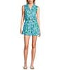 Color:Blue - Image 3 - Woven Coordinating Floral Print Sleeveless Tie Front Top