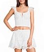 Copper Key Woven Eyelet Smocked Coordinating Top - Image 1