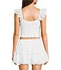 Copper Key Woven Eyelet Smocked Coordinating Top - Image 2